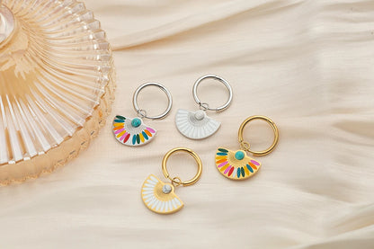 Lokaer Trendy Bohemia Fan Hoop orecchini per donna ragazze orecchini in acciaio inossidabile placcato oro 18 carati fatti a mano con smalto colorato E22200