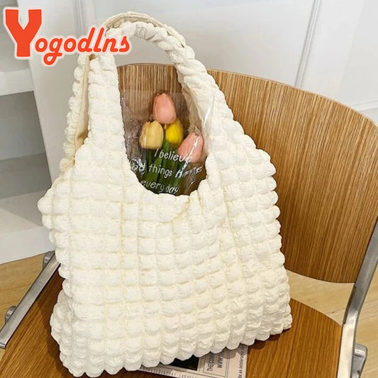 Yogodlns Borsa a nuvola pieghettata estiva Borsa a tracolla femminile di grande capacità color caramello Borse Shopping Borsa per ragazze Tote Bolsas