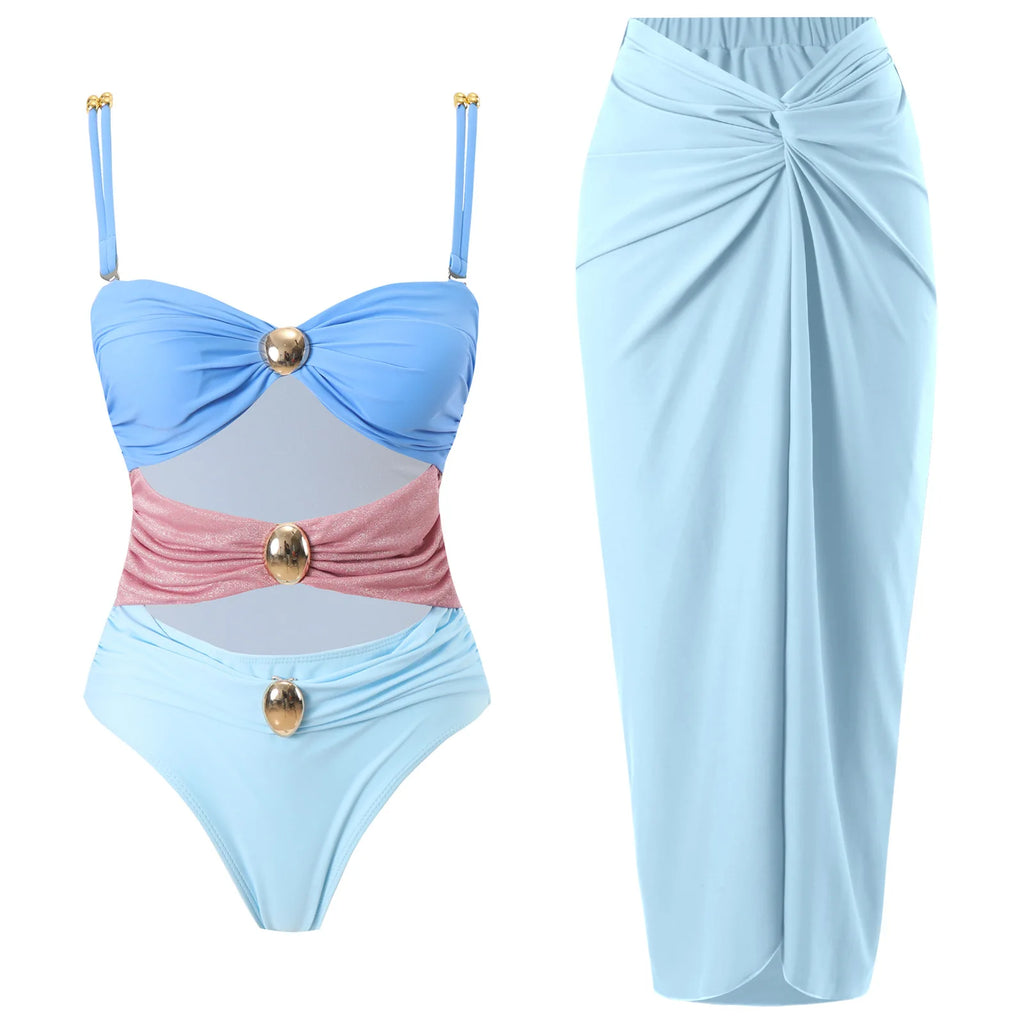 Costume da bagno floreale con stampa floreale con volant monospalla blu Set copricostume singolo micro monokini costumi da bagno sexy per ragazze Summer Beach