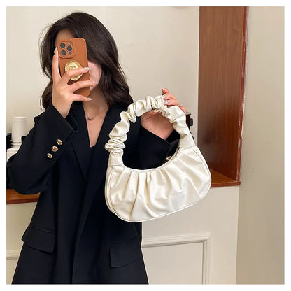 HOMEFISH Borse a tracolla a forma di nuvola in PU pieghettato alla moda per le donne Borse a tracolla per ascelle per il tempo libero Borsa per gnocchi Borse a mano per lo shopping femminile