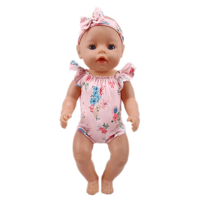 Costume da bagno per bambini in diversi stili, grazioso costume intero per bambole da 43 cm, accessori per bambole americane da 18 pollici, regali giocattolo per ragazze