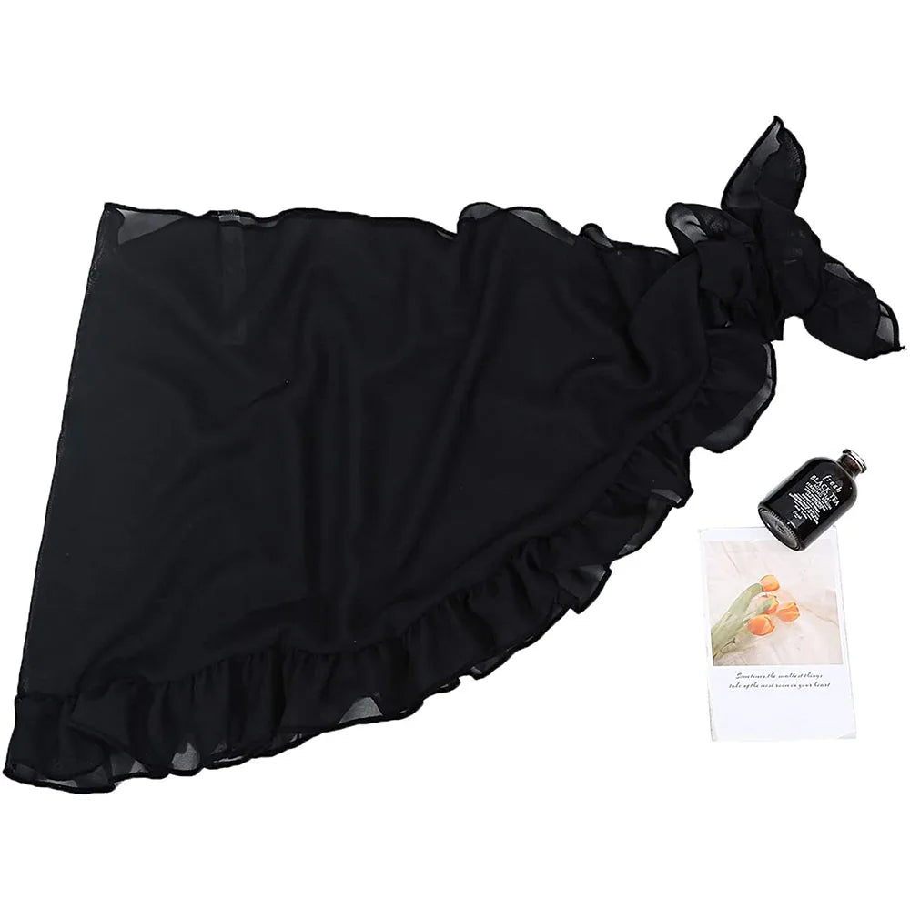 Damen Chiffon Kurze Sarongs Rüschensaum Bikini Vertuschungen Strand Badeanzug Badeanzug Wickelrock für Bademode