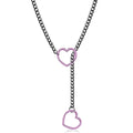 ZAKOL Collana a maglie cubane regolabile in acciaio inossidabile Collana a forma di Y con cuore cavo Accessori per feste in stile punk rock