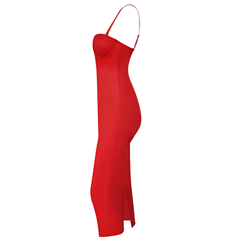 Becirzet Abiti da donna Sexy Girl Push Up Dimagrante Modellamento del corpo Controllo della vita Abito lungo da sera senza schienale con spacco all'americana nero
