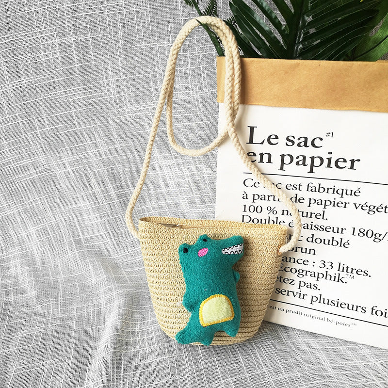 Borsa a tracolla in tessuto di paglia per bambini estivi belle ragazze borse portamonete piccole borse a tracolla per bambini Mini portafoglio principessa