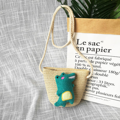 Borsa a tracolla in tessuto di paglia per bambini estivi belle ragazze borse portamonete piccole borse a tracolla per bambini Mini portafoglio principessa
