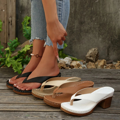 Sandales d'été pour femmes de haute qualité, nouvelle mode, couleur unie, bout ouvert, talons hauts, décontractées, tongs de plage, Zapatos Mujer