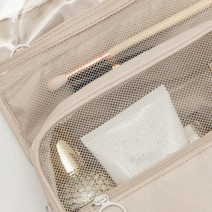 Borse per il trucco da toilette Borse per cosmetici pieghevoli coreane in tinta unita Borse da viaggio in PVC impermeabile di grande capacità per articoli da toeletta