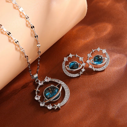 Collana di lusso leggera in acciaio al titanio con serie Star per donna, colore oro, pianeta, luna, astronauta, collane con ciondolo, gioielli, regali