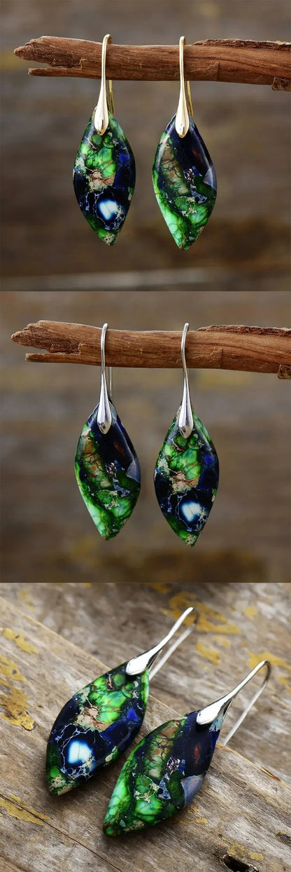 Minimalismo alla moda Diaspri dell'imperatore naturale pendenti Orecchini pendenti da donna Regali etnici eleganti per le vacanze