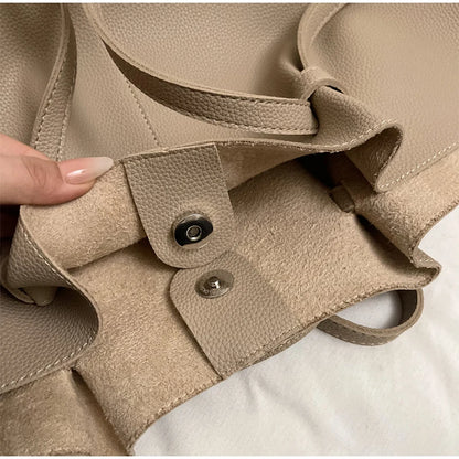 Estate nuova borsa tote di grande capacità moda alla moda modello litchi tinta unita trama semplice borsa monospalla sotto le ascelle
