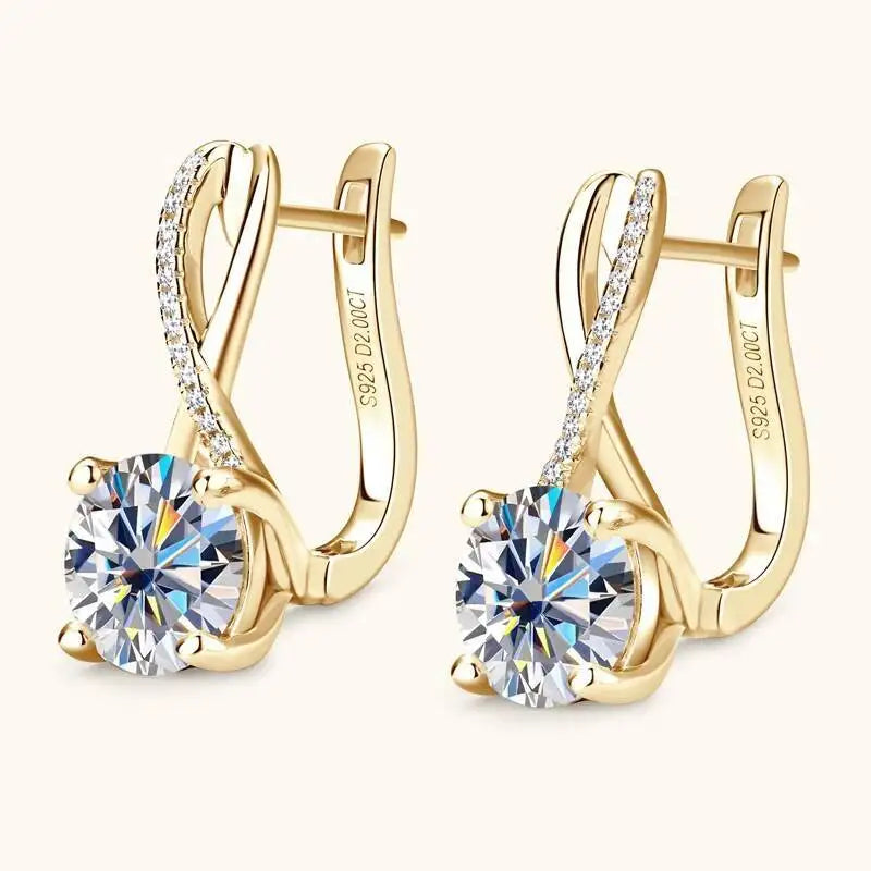 Taoyu D2.0CT Moissanite Drop Hie Orecchini in vero argento da donna Cerchi placcati in oro Orecchino infinito Gioielli da sposa certificati