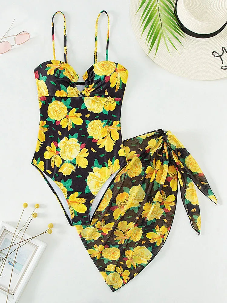 Vigoashely 2026 Lady Print 2 Piece Swimwear Sexy Women Strapped Push Up One Piece Swimsuit Monokini Beach Brazilian Bathing Suit