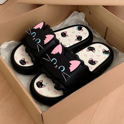 Nuove pantofole vivide da gattino scarpe estive personalizzate da donna donna gatto nero pantofola in EVA scarpe da casa inodore pantofola da spiaggia da bagno
