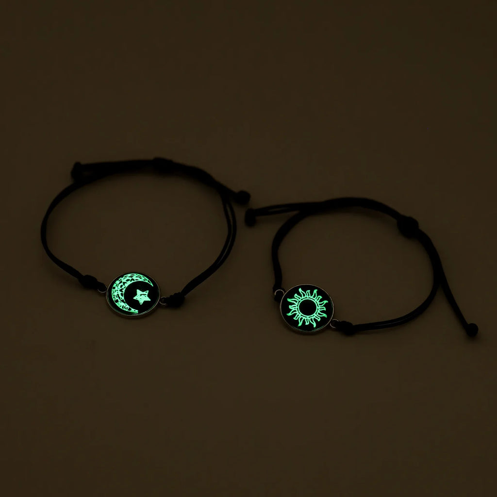 Braccialetti romantici per coppia di sole e luna luminosi per donna Uomo Bracciale coordinato con corda intrecciata fatta a mano Regali di gioielli per San Valentino
