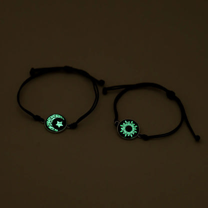Braccialetti romantici per coppia di sole e luna luminosi per donna Uomo Bracciale coordinato con corda intrecciata fatta a mano Regali di gioielli per San Valentino