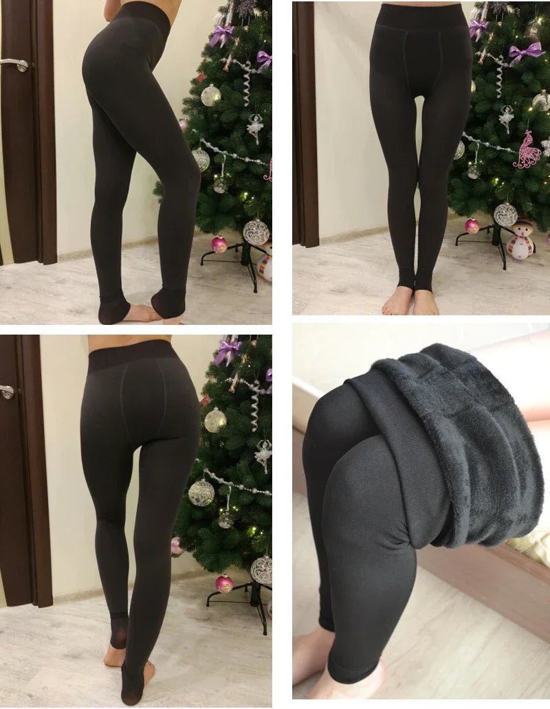 Leggings invernali per donna Leggins caldi Leggins in velluto tinta unita Leggings a vita alta Leggings elasticizzati dropshipping
