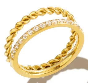 Anello minimalista con cuore d'amore in acciaio inossidabile per donna Anelli con zirconi intarsiati Gioielli di moda romantici impermeabili color oro