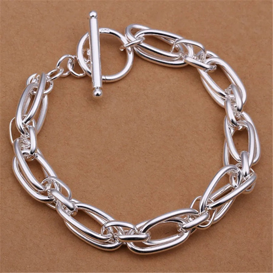 Commercio all'ingrosso per uomo donna catena braccialetti color argento nobile regalo di nozze festa gioielli di moda regali di Natale