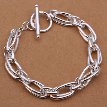 Commercio all'ingrosso per uomo donna catena braccialetti color argento nobile regalo di nozze festa gioielli di moda regali di Natale