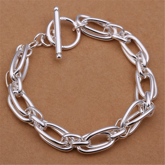 Commercio all'ingrosso per uomo donna catena braccialetti color argento nobile regalo di nozze festa gioielli di moda regali di Natale