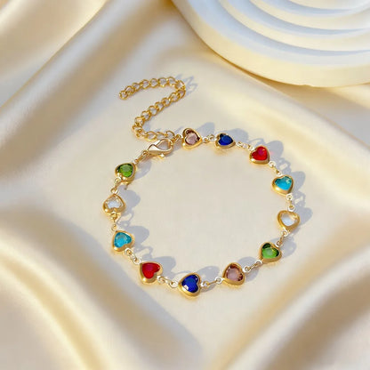Bracciale con zirconi colorati per donna, accessorio gioiello di alta gamma, dolce e lussuoso