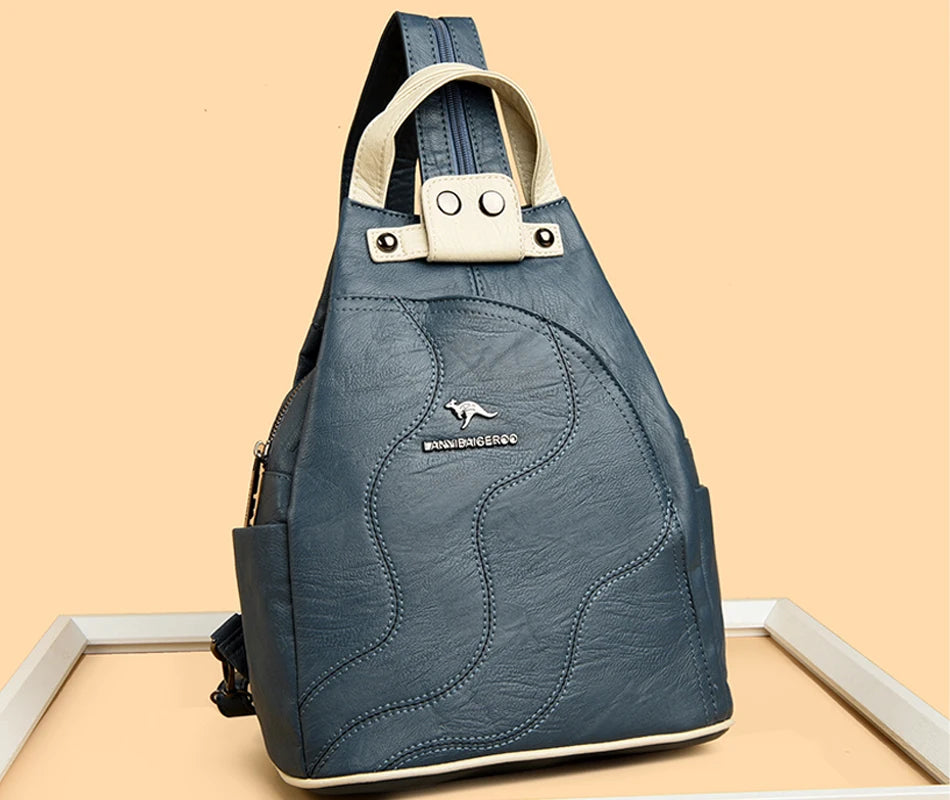 Zaini in pelle da donna Borsa da petto femminile con cerniera Zaino da viaggio Zaino da donna Mochilas Borse da scuola per ragazze adolescenti Sac A Dos