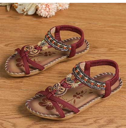 Sandali da donna Sandali estivi stile Boemia Donna Fondo morbido Sandali con tacco basso Scarpe da donna Scarpe antiscivolo Calzature estive