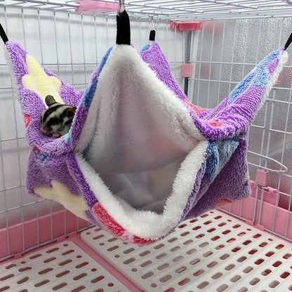 Amaca per ratti Letto caldo invernale in peluche doppio spessore per casa di criceti Sacco a pelo nido Letto per albero appeso Cavia Forniture per animali domestici