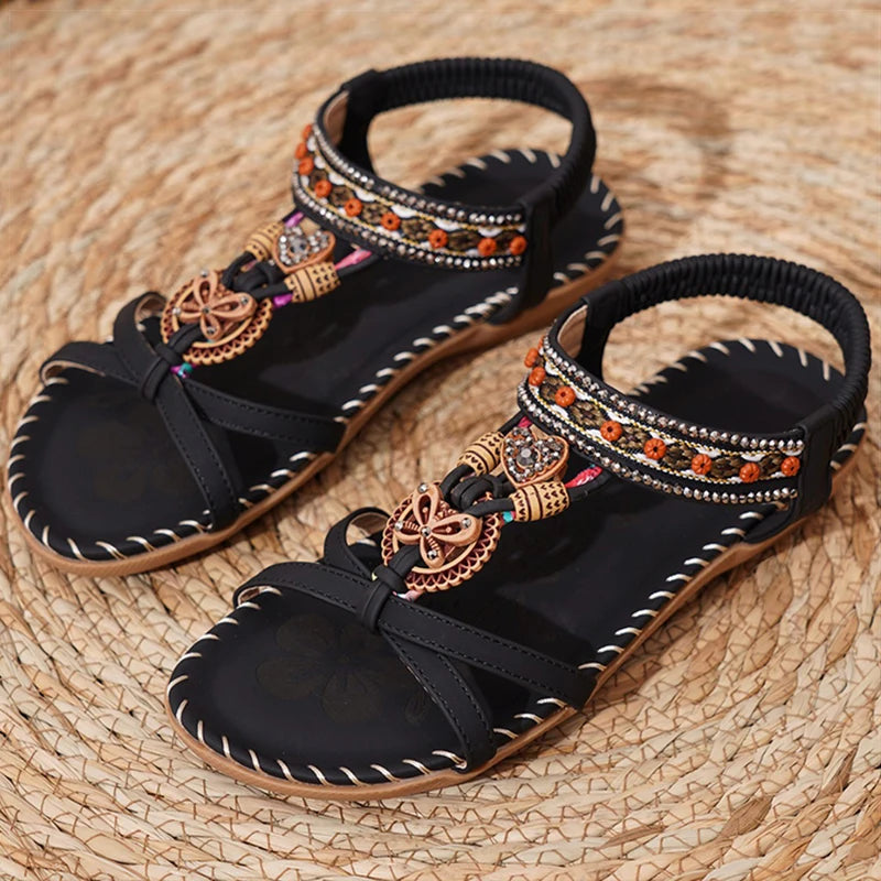 Sandali da donna Sandali estivi stile Boemia Donna Fondo morbido Sandali con tacco basso Scarpe da donna Scarpe antiscivolo Calzature estive
