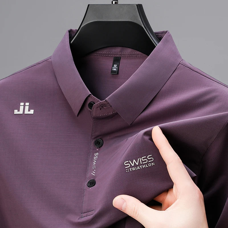 Camicia a maniche corte casual da lavoro da uomo nuova con stemma Polo tinta unita Top versatile confortevole e traspirante alla moda