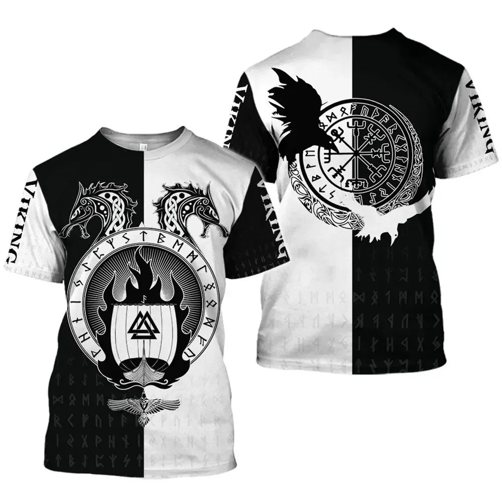 L'ultimo simbolo vichingo 3D stampato abbigliamento oversize estivo manica corta da uomo da strada comoda maglietta Hip Hop Harajuku Top