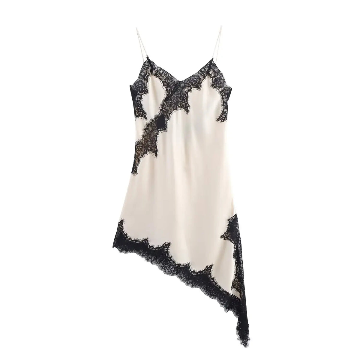 Abito da donna sexy con scollo a V in pizzo, elegante, con collo all'americana e orlo asimmetrico, nuova moda estate 2026, per feste e spiaggia