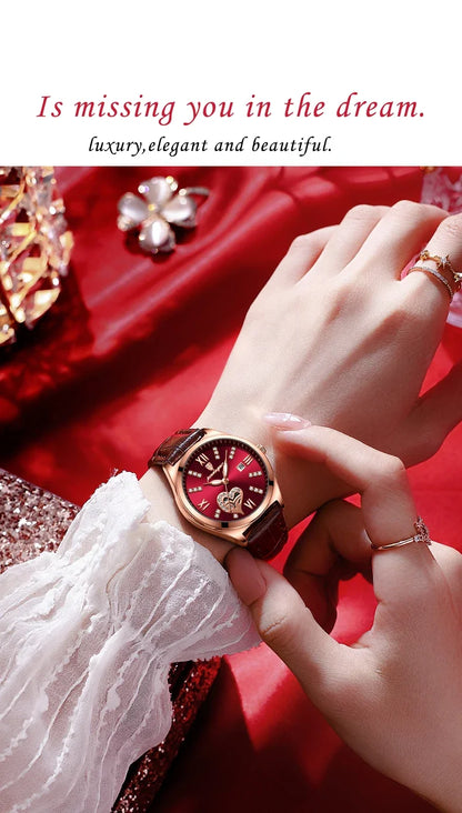 POEDAGAR Orologi casual di lusso per donna Orologio da donna in pelle con calendario impermeabile Orologio da polso al quarzo da donna di moda di alta qualità
