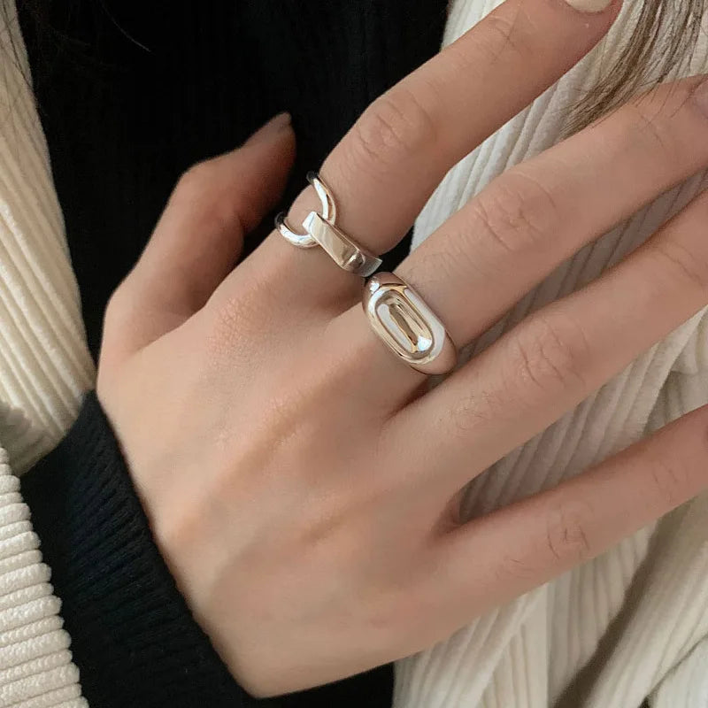 Anelli in Argento Sterling 925, Nuovi Gioielli da Festa, Charm Vintage, Design Geometrico a Doppio Strato, Accessori Regalo, Dropshipping