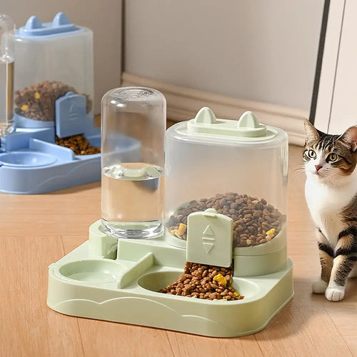 Distributore Automatico di Cibo e Acqua per Gatti Tutto-in-Uno, Dispenser di Cibo e Acqua per Animali Domestici con Grande Capacità di Stoccaggio, Accessori per Animali