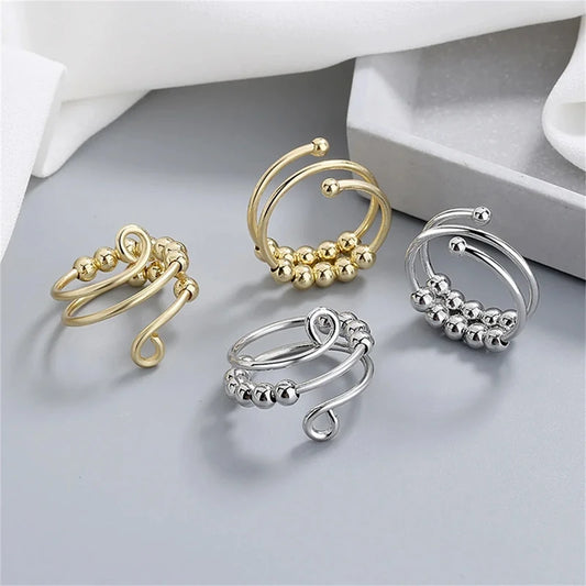 Anelli di ansia punk per donna uomo spirale Fidget perline anello gioielli di tendenza piacevole ruota liberamente anello in acciaio inossidabile antistress regalo