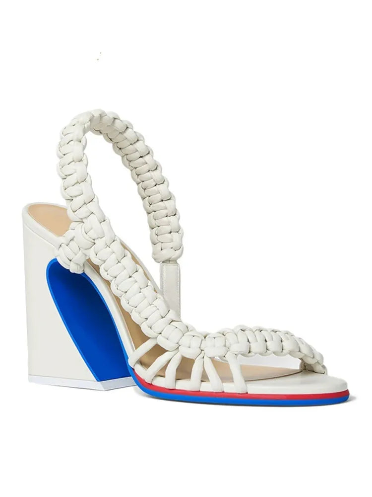 Sandali Estivi da Donna con Tacco Alto Intrecciati, Stile Europeo e Americano, Moda Runway Plus