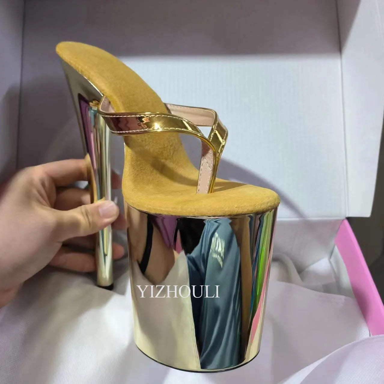 I colori alla moda possono essere personalizzati Infradito da principessa da 15-20 cm, tacchi da discoteca sexy, estate, pantofole a spillo da 6-8 pollici