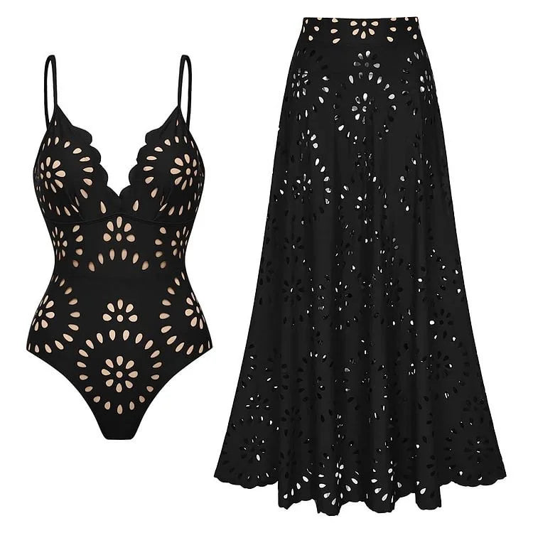 2Pcs Printed Swimsuit Women Sexy Swimwear New Bikini With Long Skirt Female Biquini Push Up Swim Suit Bodysuit Beachwear CoverUp