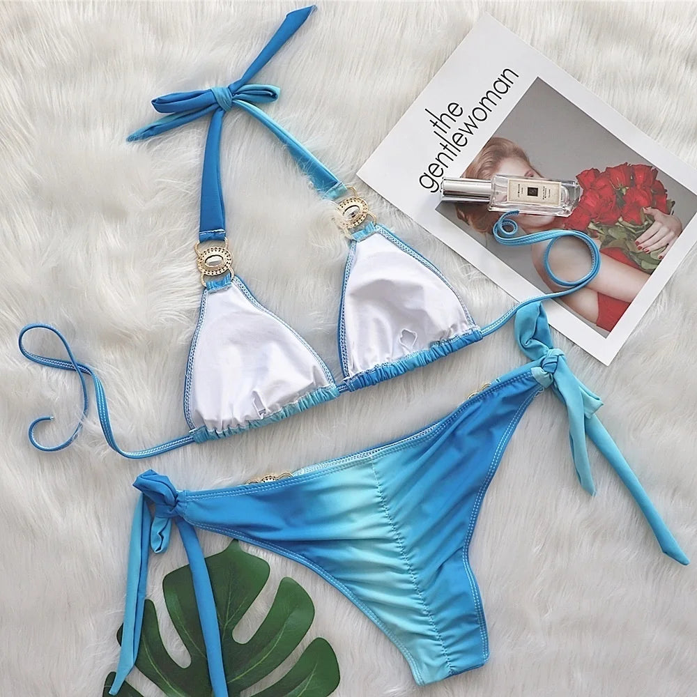 nuovo costume da bagno in due pezzi con strass 2026 cristallo di lusso perizoma Sexy perizoma Bikini Set costumi da bagno da donna costume da bagno Sexy da spiaggia