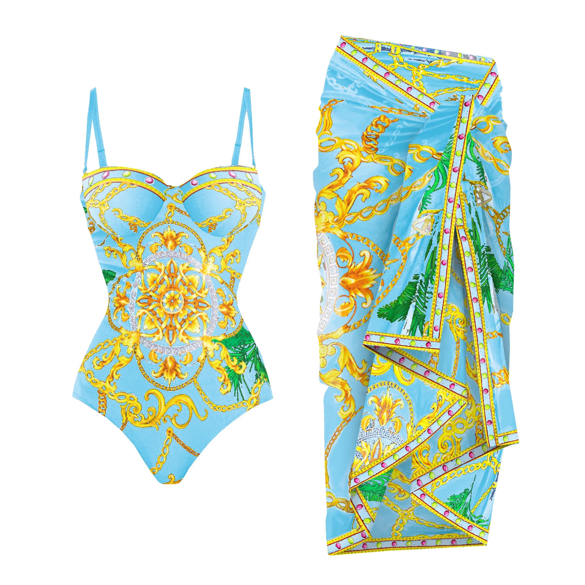 Push Up One Piece Swimsuit With Cover Up Sexy Swimwear Women 2025 Printed Swim Suits Female Bikinis Sliming Bodysuit Beachwear