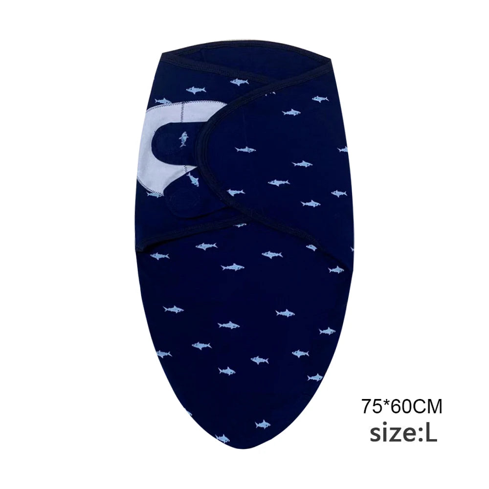 Set di cappelli per coperte per bambini Set di fasce per neonato in cotone stampato a fumetti Fasciatoio per neonato regolabile per tutte le stagioni 0-6 mesi