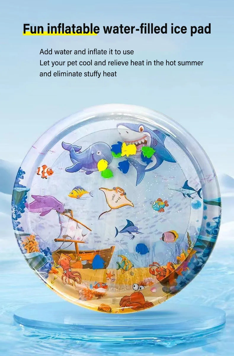 Tappetino per acqua sensoriale mare oceano Tappetino per acqua gonfiabile addensato per forniture per animali domestici per gatti Tappetino rinfrescante per pulizia Accessori estivi per animali domestici per gatti