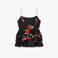 Elegante bedruckte Rüschen-Top- und Rock-Sets für den Sommer, sexy ärmellose rückenfreie Sling-Tops, lange Röcke, Strand-Damen-Outfits 2025