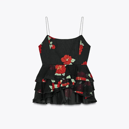 Ensembles jupe-top élégants imprimés à volants pour femme, débardeur sexy sans manches et sans dos, jupes longues 2025, tenues de plage pour femme
