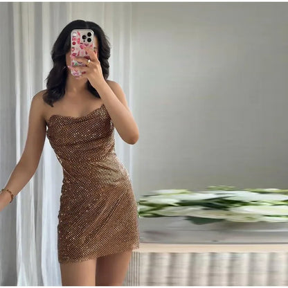Abito da festa in pelle con ritaglio sexy Guaina senza maniche Lunghezza pavimento Scava fuori Bustier Abito aderente Abiti da sera con cerniera divisa sul retro