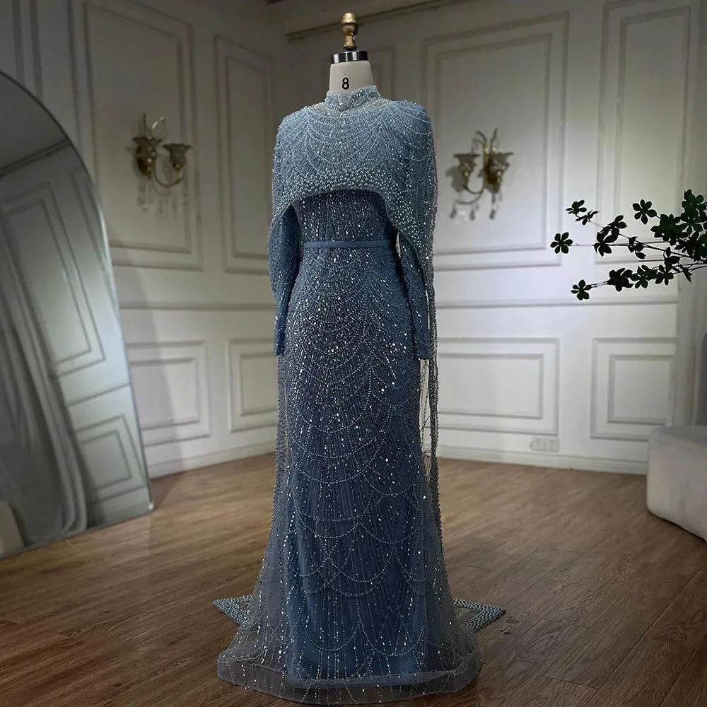 Serene Hill Sirena nuda Mantella lunga Abiti da sera arabi sauditi di lusso Abiti 2025 per occasioni formali LA72032 Personalizzato