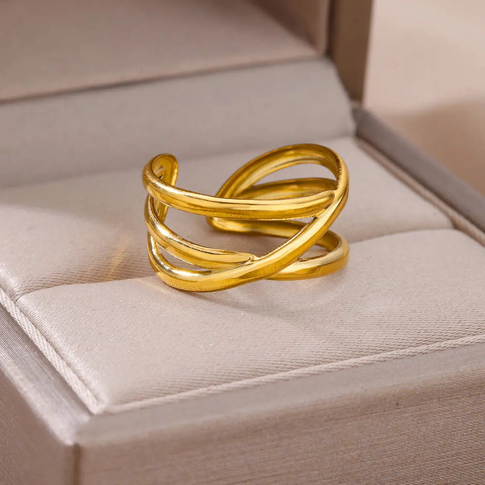 Anelli in acciaio inossidabile 316L per le donne Colore oro Non sbiadisce mai Anelli classici di lusso Anelli per coppie di nozze Gioielli Spedizione gratuita