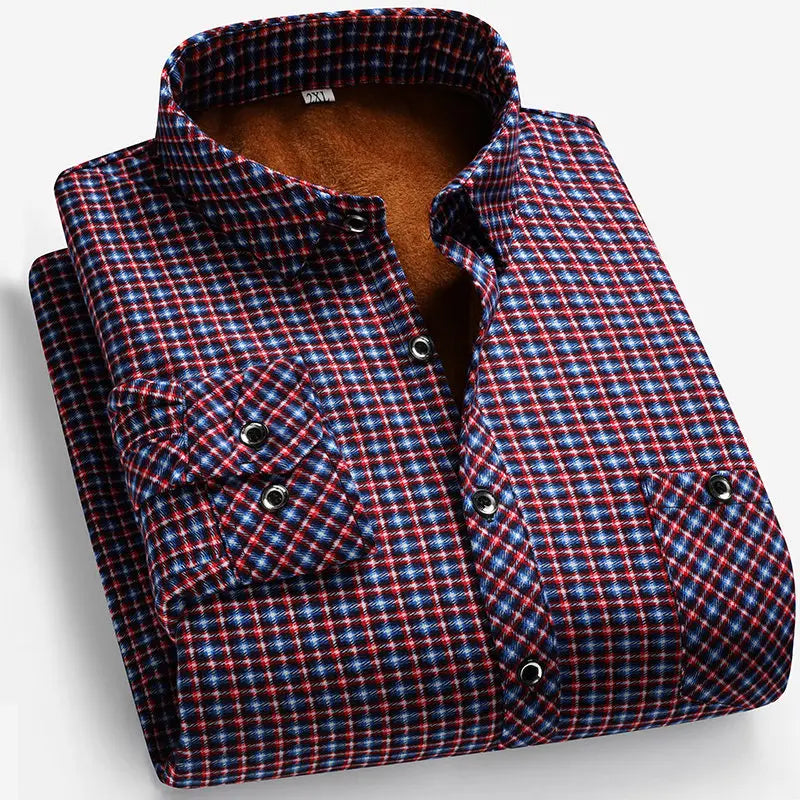 Camicia a maniche lunghe da uomo in pile per autunno/inverno 2026, elegante, casual, comoda, non stirabile, versatile